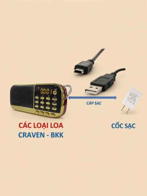 Dây Sạc Máy Đài Craven BKK dài 1,5 M